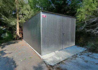 Blechgarage 3x5m – verzinkt, Doppelflügeliges Tor