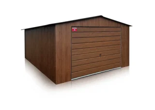 Blechgarage 4x5m Satteldach | Nussbaum Matt | Eurostal