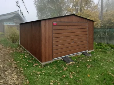 Blechgarage 4x5m Satteldach | Nussbaum Matt | Eurostal