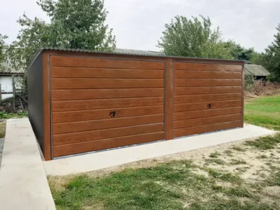 Doppelgarage 6x5m Braun & Goldeiche | Schwingtore | Eurostal