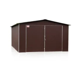 Freistehende Blechgarage 4x5 m in Braun Matt RAL 8017 mit Satteldach und Zweiflügeltor