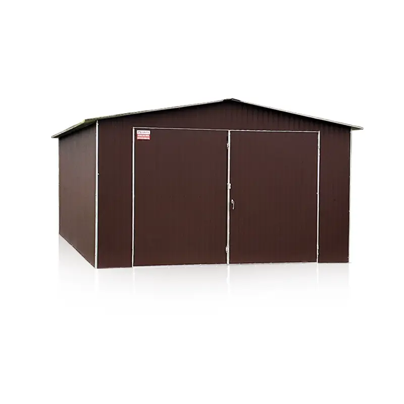 Freistehende Blechgarage 4x5 m in Braun Matt RAL 8017 mit Satteldach und Zweiflügeltor
