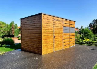 Gartenhaus 4x2m mit Schuppen | Goldeiche & Graphit | Eurostal