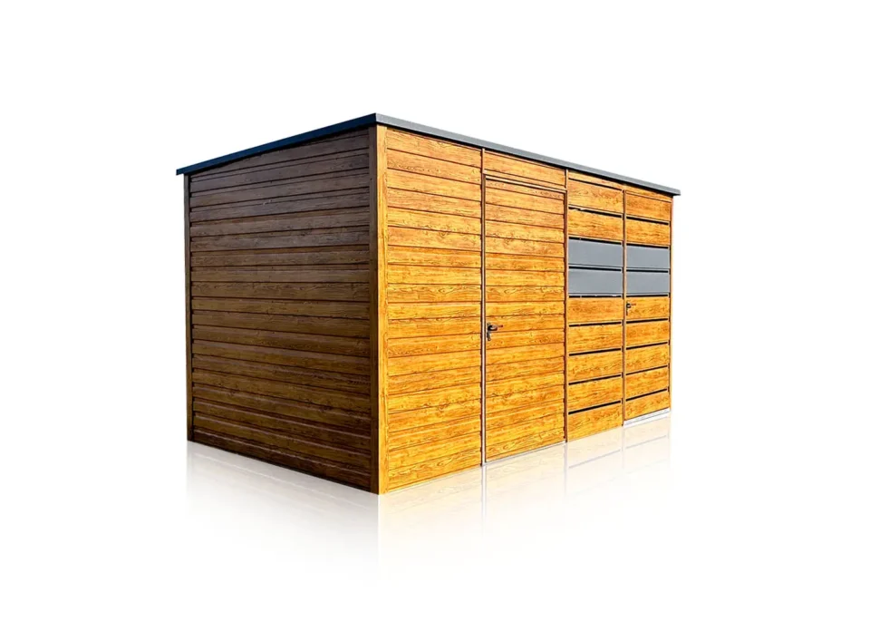 Gartenhaus 4x2m mit Schuppen | Goldeiche & Graphit | Eurostal