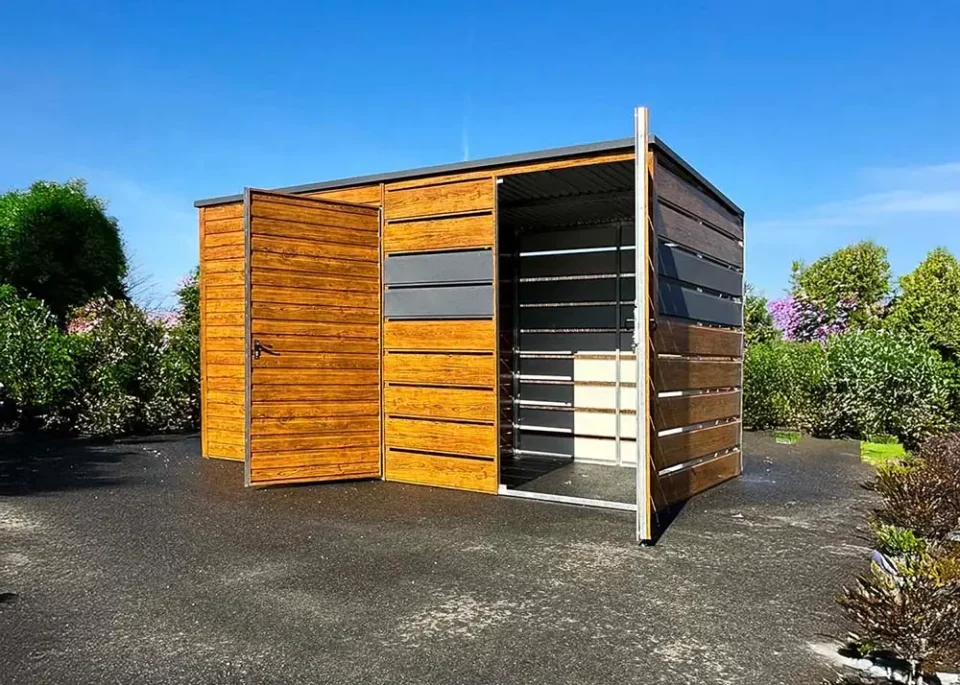 Gartenhaus 4x2m mit Schuppen | Goldeiche & Graphit | Eurostal