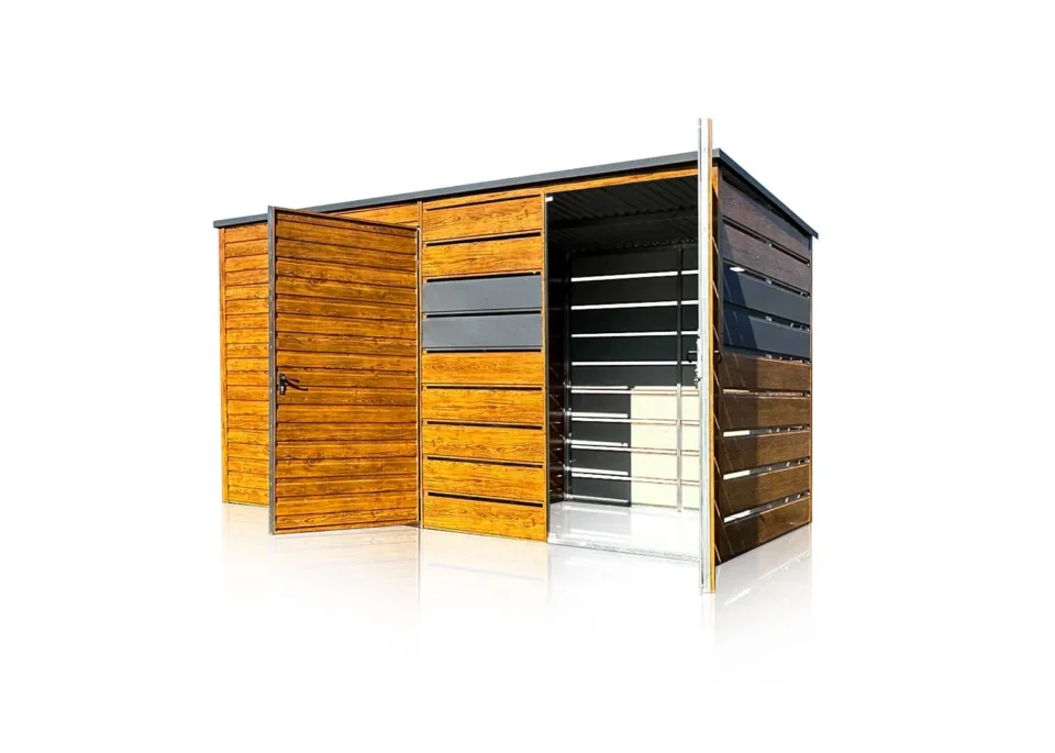 Gartenhaus 4x2m mit Schuppen | Goldeiche & Graphit | Eurostal