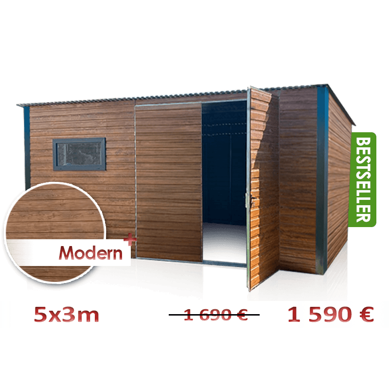 Eurostal.de - Blechgarage, gartenhaus, Gold-Eiche 5x3m