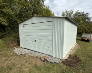Blechgarage 4x5m Satteldach | Reinweiß RAL 9010 | Eurostal