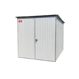 Blechgarage 2x3m Mattweiss RAL 9010 Pultdach zweifluegeliges Tor Eurostal