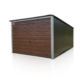 Blechgarage 3x5m in der Farbkombination Braun und Nussbaum