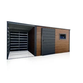 Gartenhaus 5x2 m in Goldeiche Matt mit Überdachung und PVC-Fenster Eurostal