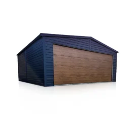 Moderne Blechgarage 6x6m in Graphit mit Satteldach und Sektionaltor