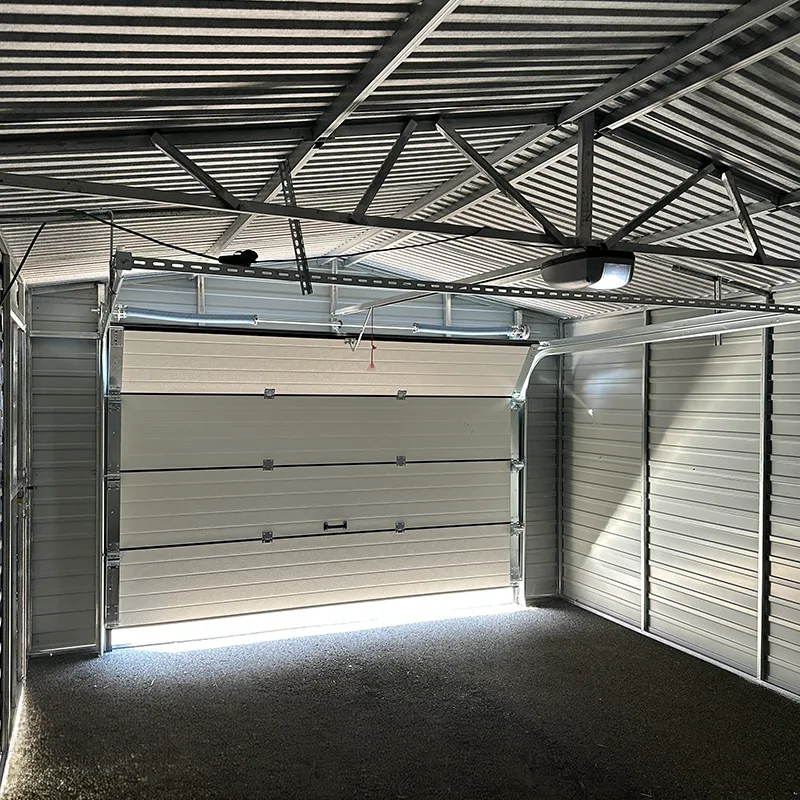 Freistehende Blechgarage 4x6 m in Graphit Matt RAL 7016 mit Sektionaltor und Satteldach