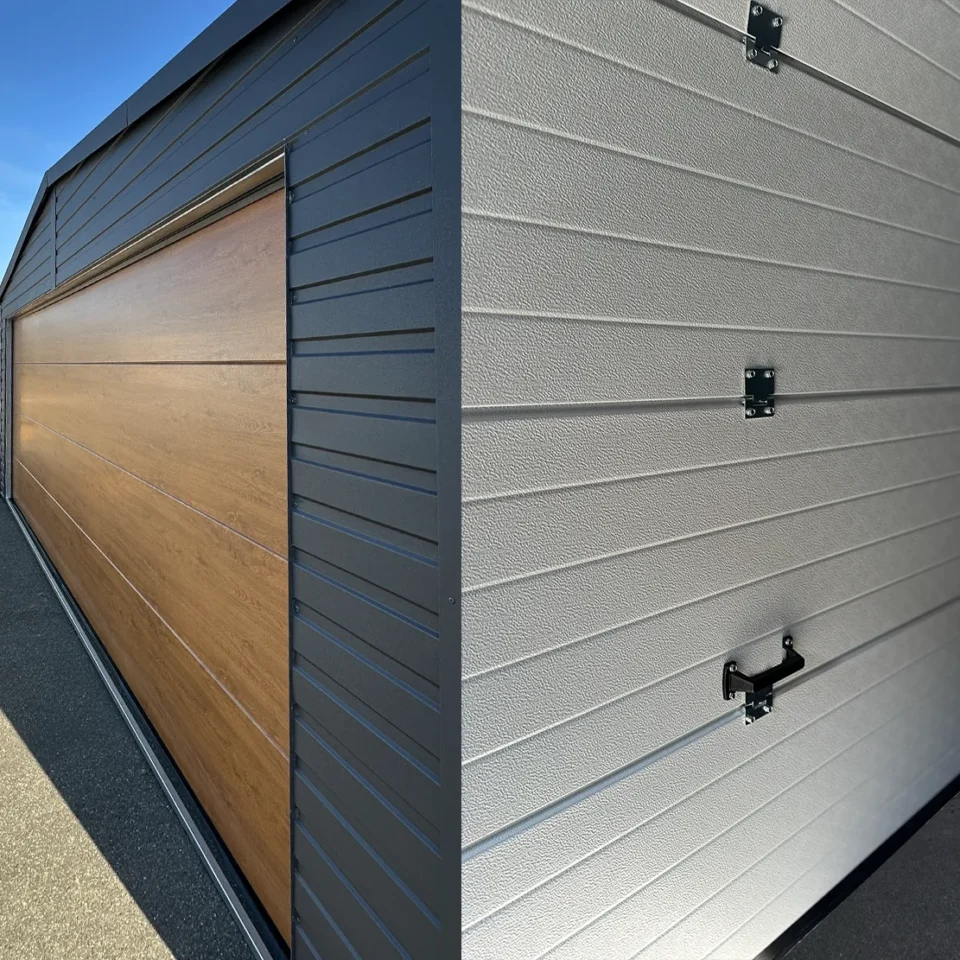 Blechgarage 6x6m mit Satteldach und Sektionaltor | Eurostal